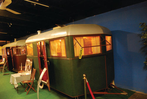 This 1932 Covered Wagon vintage trailer is in the Volo Auto Museum in Volo, Illinois.